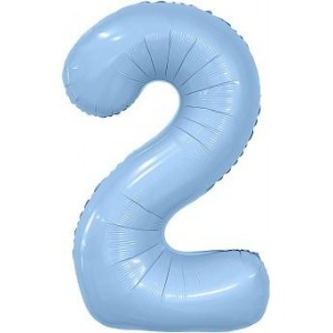 Шар фольга Цифра 2 Slim (40''/102 см) Небесный (Agura)
