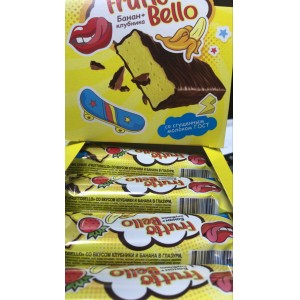Батончик суфле FruttoBello клубника-банан в темном шоколаде 35гр 1/18