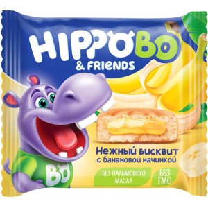 Пирожное бисквитное «HIPPO BONDI & FRIENDS с желейной начинкой со вкусом банана, 32 г (упаковка 12