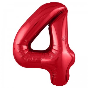 Шар фольга Цифра 4 slim (40"/102см) Красный 1шт (Agura)