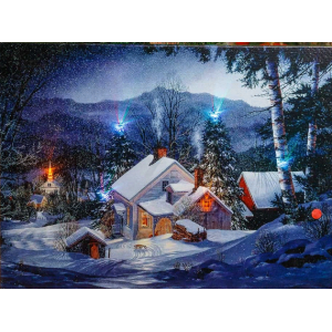 Картина новогодняя HD-12 30*40*1,6см со светодиодами Вечерний пейзаж