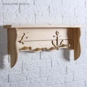 Полка вешалка 4 рожка «Дельфин» 54х20х7 см 1782191