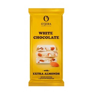 Шоколад белый OZera White&Extra Almont с цельным миндалем 90г