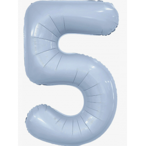 Шар фольга Цифра 5 Slim (40''/102 см) Небесный (Agura)