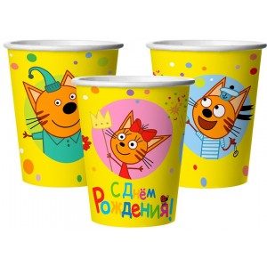 Стаканы " Три кота Яркий праздник " (250мл) 6шт