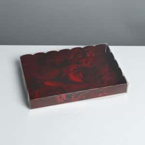 Коробка для кондитерских изделий с PVC крышкой «Розы» 22х15х3см 7155256