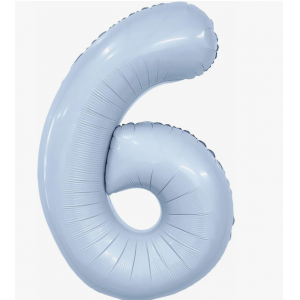 Шар фольга Цифра 6 Slim (40''/102 см) Небесный (Agura)