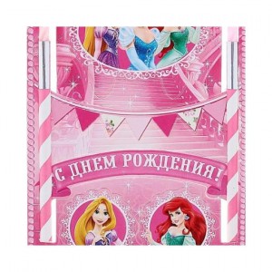 Свеча "С Днем Рождения" Принцессы (2 свечи+топперы) 1шт