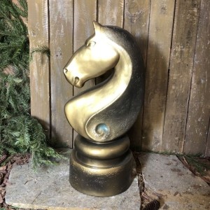 Фигура садовая из гипса "Шахматный Конь" 54см бронза