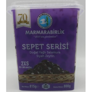Оливки MARMARABIRLIK черные натуральные вяленые серия SEPET калибр 2XS 800гр (Турция)