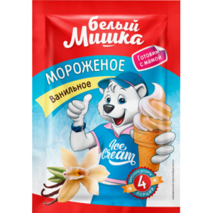 Смесь ДЛЯ МОРОЖЕНОГО Белый мишка ВАНИЛЬНОЕ САШЕ 65г