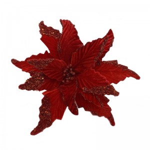 Клипса цветок Пуансетия красная 35см 83903