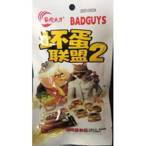 Снеки Соевая закуска BADGUYS кусочки мяса пряно-сладкие (Китай) 1/30/14уп