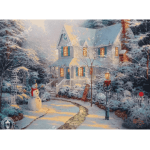 Картина новогодняя HD-3 30*40*1,6см со светодиодами Снеговик