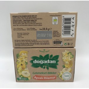 Чай травяной DOGADAN Липовый c айвой 18 пакетиков (AYVALI IHLAMUR CAYI 1/12)