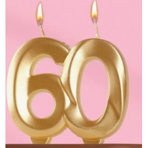 Свеча для торта "Юбилейная 60" Золото