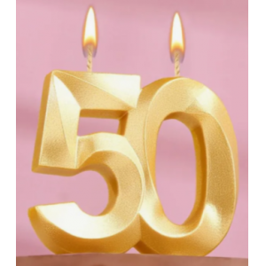 Свеча для торта "Юбилейная 50" Золото
