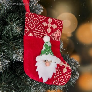 Носок для подарков Дед мороз Ночь перед рождеством красный 13х17,5см 3544103