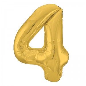 Шар фольга Цифра 4 slim (40"/102см) Золото 1шт (Agura)