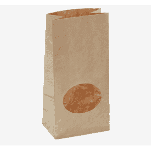 Пакет крафт бумажный фасовочный, однослойный, с окном, прямоугольное дно 10(7)х6х20см