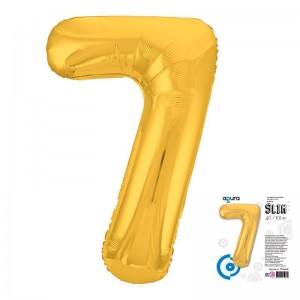Шар фольга Цифра 7 Slim (40"/102см) Золото (Agura)