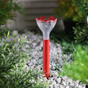 Фонарь садовый на солнеч батарее "Цветок красный" L-29см,d-6 см,1СВД, пластик ножка 2996759