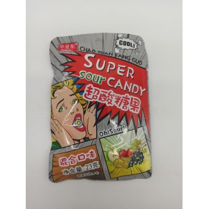 Кислые леденцы HUAMANSI SUPER SOUR CANDY ассорти фруктов 23гр (Китай) 1/20/240