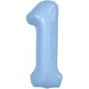 Шар фольга Цифра 1 Slim (40''/102 см) Небесный (Agura)